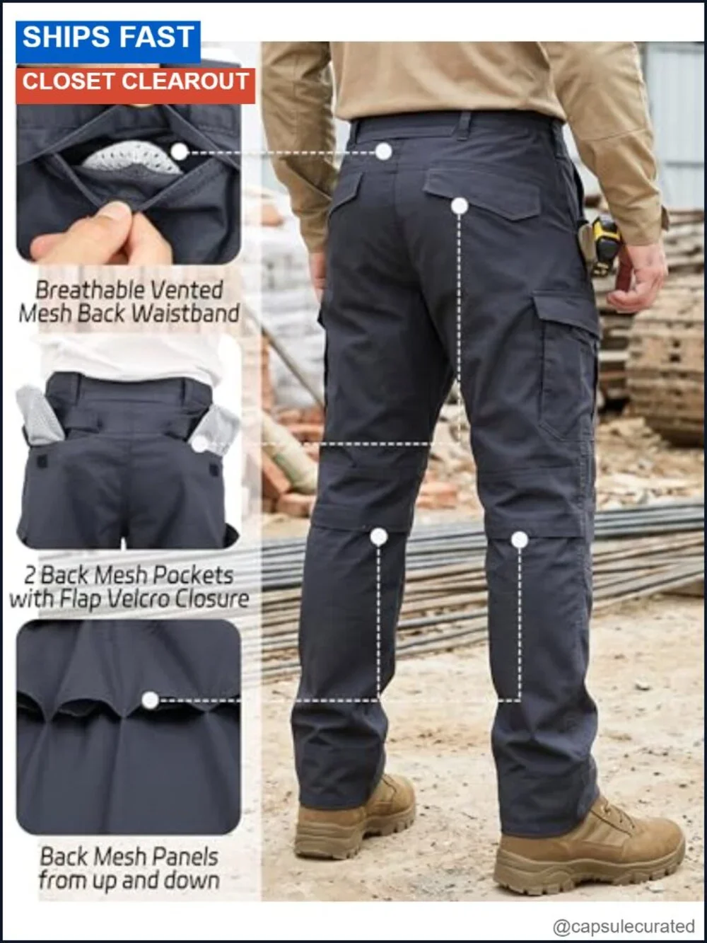 FR Cargo Pants Men Relaxed Tapered Stretch Ripstop NFPA2112 CAT2